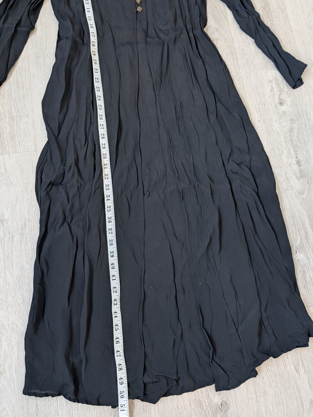 Cotton Ginny Black Minimalist Prairie Long-Sleeve Button Front Maxi Dress L - Picture 8 of 10